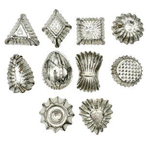 Vintage Tin Candy Molds Set Of 10 Decorative Shapes For Candy Making or Crafting